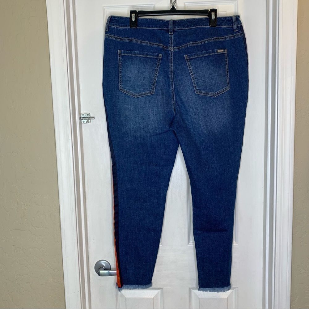 G by Giuliana Skinny Jeans Raw Hem Red Stripe Size 18W - Picture 4 of 9